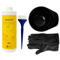 변색 복원 황변 제거 가인 하켄 바나나 산화제 9% 세트 4종 (산화제1000ml+산화제그릇+청소솔+장갑), 1개