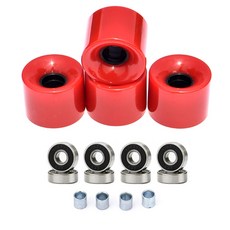 베어링 및 스페이서가 있는 스케이트보드 크루저 휠용 롱보드 휠 4종 세트 스케이트보드 휠 스트리트 휠, 레드 휠 블랙 코브