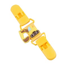 KIDS PARK 雙頭防掉夾 可愛造型奶嘴夾 嬰兒奶嘴防掉鏈 安全材質 多款可選, 2歲以下, 挖掘機, 1個