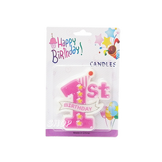 粉彩大蠟燭 週歲生日蛋糕裝飾蠟燭, 1個, 粉色(不含運)未滿佰元不出貨