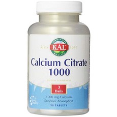 KAL 檸檬酸鈣補充錠 1000mg, 90顆, 1罐