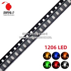 발광다이오드 고휘도 100pcs 1206 SMD LED 화이트 레드 블루 옐로우 그린 오렌지 핑크 퍼플 RGB 발광 다이오드, [03] Warm White