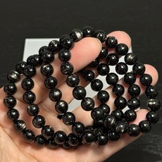金運石手珠 帶十字星光 帶線型光 黑銀線手鍊
