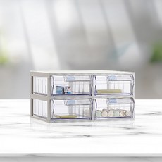 A타입 수납함 2x2/투명 수납서랍선반 플라스틱 서랍장, 상세페이지 참조