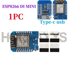 WeMos 미니 TYPE-C 마이크로 USB ESP8266 CH340G V2 모듈 와이파이 D1 개발 보드 Arduino용 핀 포함 3.3V 1, 01 Type-c 1pc
