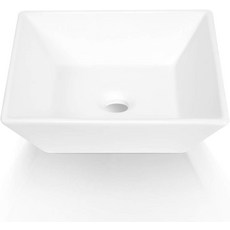 Sinber BVS1915A-OL 19인치 x 15인치 5.31인치 흰색 직사각형 세라믹 조리대 욕실 세면대, 16" x 16" x 4.92"