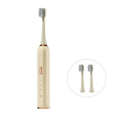 電動牙刷 軟毛 防水 USB充電, 1個, 1, 奶茶色