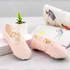 위즈핏스 성인 연습용 토슈즈 X자형 밴딩 캔버스 발레슈즈 고급형 천슈즈 가죽슈즈, 235mm(38)