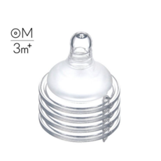 柔軟矽膠奶嘴，0個月以上適用，防脹氣設計，寶寶舒適吸吮，安全無毒材質, 寬口圓孔奶嘴M，4入, 1個