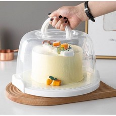 프리미엄 이동박스 케이크 플라스틱 손잡이 보관상자 디저트 6인치 화이트 무광 받침 포함 사진과 동일, 8인치 케이크 받침 손잡이 없음 1개