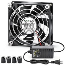 냉각 노트북 전자 제품 PC 케이스 라우터 서버 수신기 DVR을 위한 AC 플러그 110v 220v 가변 속도 듀얼 볼 베어링이 장착된 AmRunJe 80mm 12v DC 소형, 120mm x 25mm