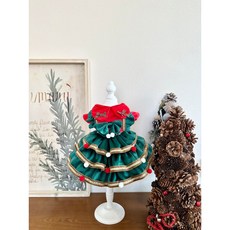 寵物聖誕洋裝 綠色 點綴紅球與白球 適合小型犬貓, 1個, 紅色,XXS碼（一斤左右）