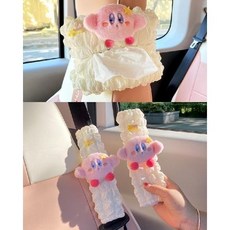 汽車安全帶護肩套 可愛卡通小熊兔子 冰絲夏天 四季通用 兒童防勒脖 汽車裝飾, 14.流星卡比泡芙護肩2個+紙巾盒, 1個