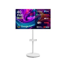 무빙큐빅스 스마트 40인치 FHD QLED 화이트에디션 삼탠바이미 퍼스트 셋트 이동식 tv 거치대 삼텐바이미 스탠바이미 중소바이미, 고객직접설치, 스탠드형, 101cm(40인치)