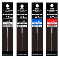 유니 제트스트림 프라임 전용 리필심 4개 SXR-200-05 SXR-200-07 + 사은품(3M 포스트잇 653 100매 1개), SXR-200-07 4개(블랙2블루1레드1)