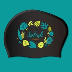 [맥스존] 스플래쉬 롱헤어 수모 긴머리 실리콘 성인수모 수영모자 대두수모 트로피컬, 1개, 블랙