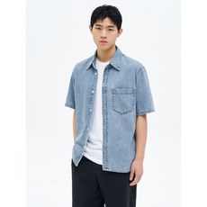 매장정품 에잇세컨즈 8SECONDS 에센셜 반소매 데님 셔츠 스카이 블루 425465LP 207263