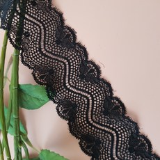 dklace 스판레이스모음 / 레이스 7337 폭 6cm 자가드, 블랙, 1개