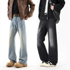 남성 부츠컷 청바지 캐주얼 와이드핏 워싱 데님팬츠 데일리룩