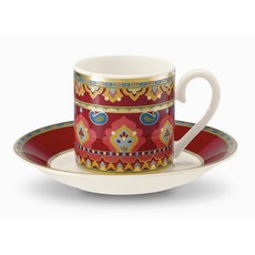 Villeroy Boch 骨瓷 濃縮咖啡杯碟組 (100ml) 紅色 中東風格, 1個