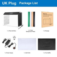 포토 스튜디오 라이트 박스 휴대용 직육면체 사진 촬영 텐트 키트 색상 배경, 4. UK Plug, 기본