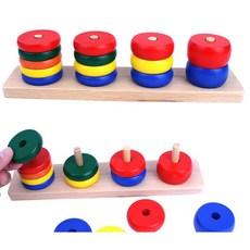 협응력 인지up 두께다른 컬러우드 하노이탑 어린이집 집콕놀이 교구, 1개