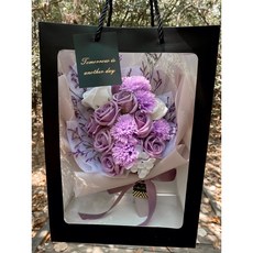 香皂花康乃馨花束：母親節/聖誕節/情人節禮物，玫瑰造型擺飾，櫥窗/開窗花裝飾, 藕紫色,不加購配件