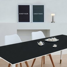 에이원 데스크 패드 식탁 테이블 매트 가죽 방수 식탁보 테이블보, 80x180cm, 블랙/그린