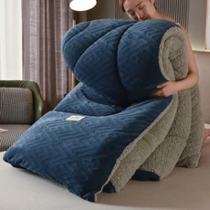 두꺼운겨울이불 보온성 램스울 담요 따뜻한 벨벳 두꺼운 차렵, 12)Gray