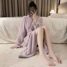 秋冬季加厚加絨睡袍 適合學生的新款家居服浴袍