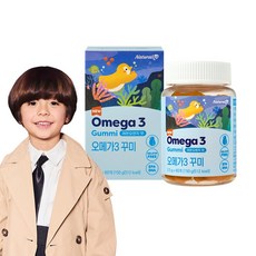 네추럴라이즈 오메가3 꾸미 키즈 유아 어린이 아기 젤리 레몬오렌지맛 60구미 1개, 60회분