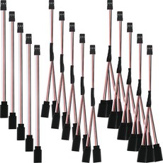 Eccliy 15개 서보 연장 케이블 Y 커넥터 3핀 플러그 스플리터 남녀 어댑터 와이어 RC JR 후타바 자동차 또는 비행기와 호환 3가지 스타일