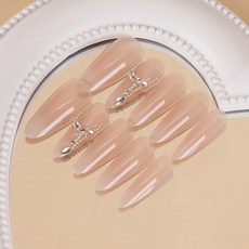 小紅書爆款穿戴甲高級感假指甲手工美甲片可拆卸水鑽鏈條指甲貼片, 1個, BY1409手工甲M碼#10片/袋:工具包款