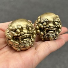 黃銅手球笑臉貔貅核桃復古老人鍛鍊手指銅器日進斗金一對手把件, 1個, 黃幫主手球一個:黃幫主手球一個