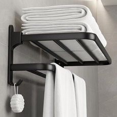다루미 무타공 욕실수건걸이 옷걸이, 블랙, 1개