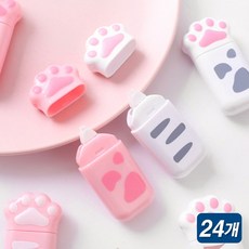 캣풋 수정테이프 하드케이스 24개입 화이트 고양이 발, 색상랜덤