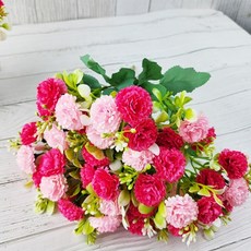 조화 성묘꽃다발 폼폼국화 부쉬, 핑크, 3개