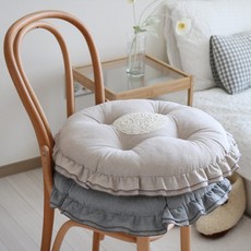 모네즈 선염 멜란지 무지 모티브 레이스 원형 방석 (M/L), M (지름45), 베이지, 1개