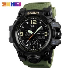時刻美 SKMEI 男士多功能雙顯電子手錶 50米防水 防震 型號1155B 軍綠色
