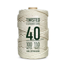 렛비 마크라메 꼬임 면 실 4mm 100m, 1개, 아이보리