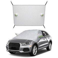 MTRPS 눈과 얼음용 자동차 앞유리 커버 마그네틱 5중 레이어 자동 윈드스크린 프로텍터 사이드 미러 커버 포함 내후성 겨울 앞유리 보호 액세서리 자동차 SUV 트럭용, 실버