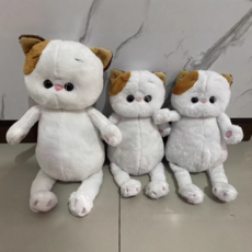 灰色貓咪毛絨玩偶 兒童安撫公仔, 裸白猫, 20cm