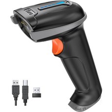 테라 바코드 스캐너 무선 다용도 2in24GHz + USB 20 유선 배터리 레벨 표시기 328피트 전송 거리 충전식 D 리더 핸드헬드그레이, 1D Grey, Scanner