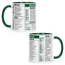 Cabtnca 재미있는 Excel 머그 여성 남성용 회계사 선물 회계사 CPA 동료 회계 학생을 위한 크리스마스 생일 선물 Excel 슈퍼 단축키 머그 325ml(11온, 화이트 & 그린