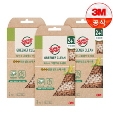 3M 스카치브라이트 내츄럴 옥수수 망사 수세미, 3개입, 3개