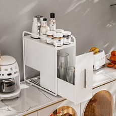 SengsoHome 다용도 철제 수납함 철제슬라이드수납함 주방 수납함 양념통 슬라이딩 슬라이드 수납함, 1개, 흰색