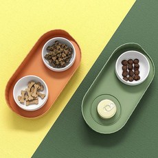 밥그릇 수납형 애견 식사용 반려견 묶음 NWC99529, 그린 00562WT
