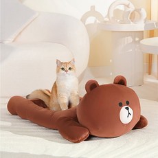LINE FRIENDS 經典系列寵物毛絨卡通窩(熊大) 柔軟舒適 防滑設計 易於清潔, 1個