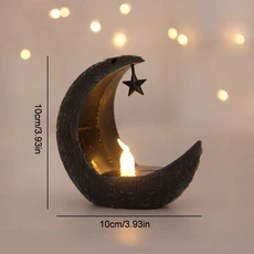 라마단 LED 랜턴 라이트 Eid Mubarak 홈 장식 별 달 2025 이슬람 무슬림 파티 Al-Fitr 선물, 04 Black
