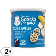 Gerber 티더 휠스 8개월 이상 바나나 크림, 2개, Banana Cream, 42g